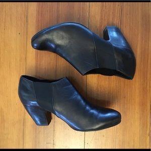 Black leather booties
